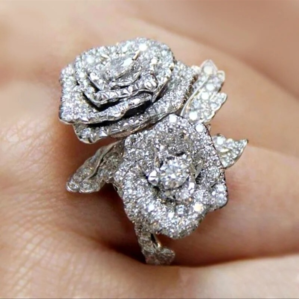 Silver Flower Statement Ring - Picture 5 of 7